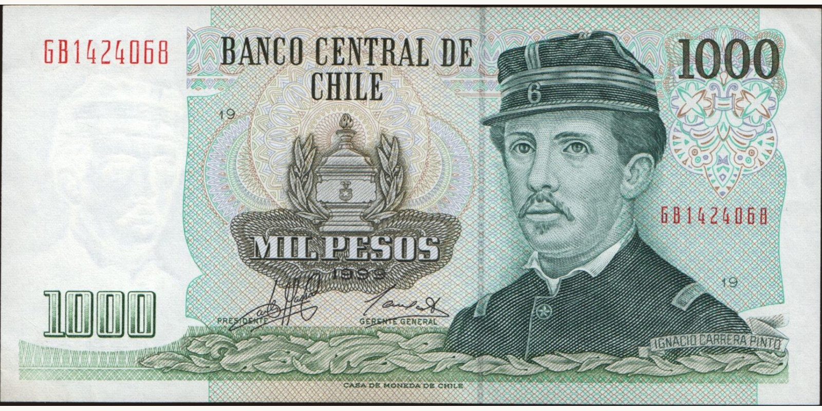 1000 pesos Chile 1999 — Front side