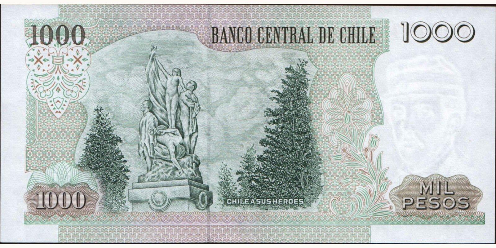 1000 pesos Чили 2000 — Оборотная сторона
