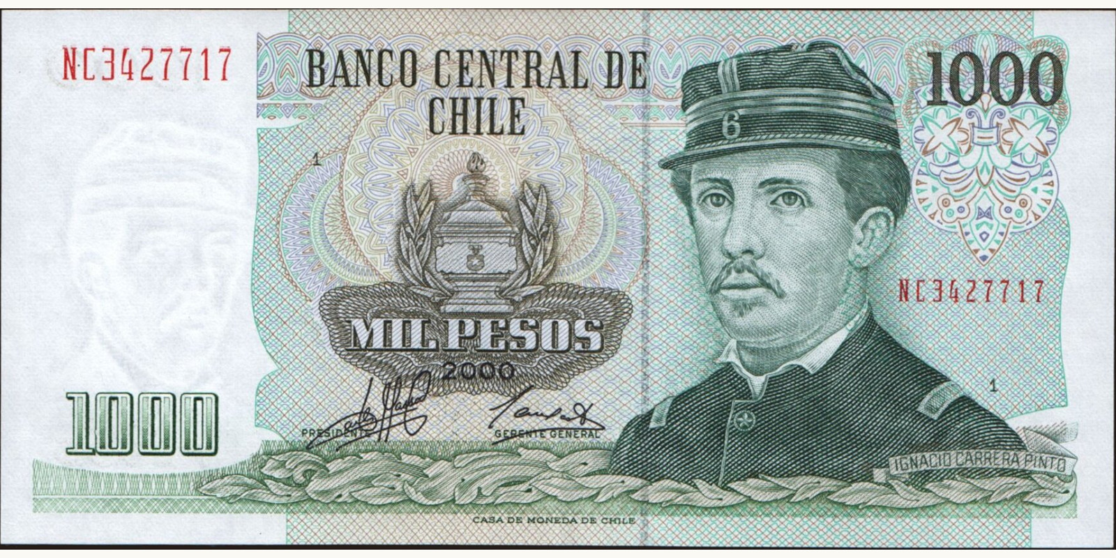 1000 pesos Чили 2000 — Лицевая сторона