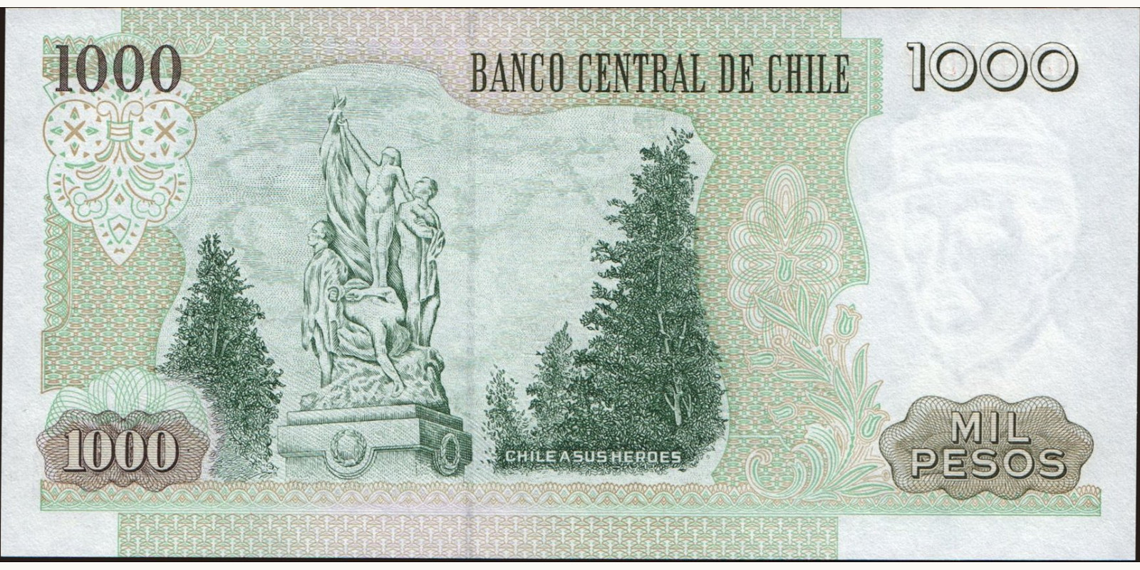 1000 pesos Chile 2001 — Back side