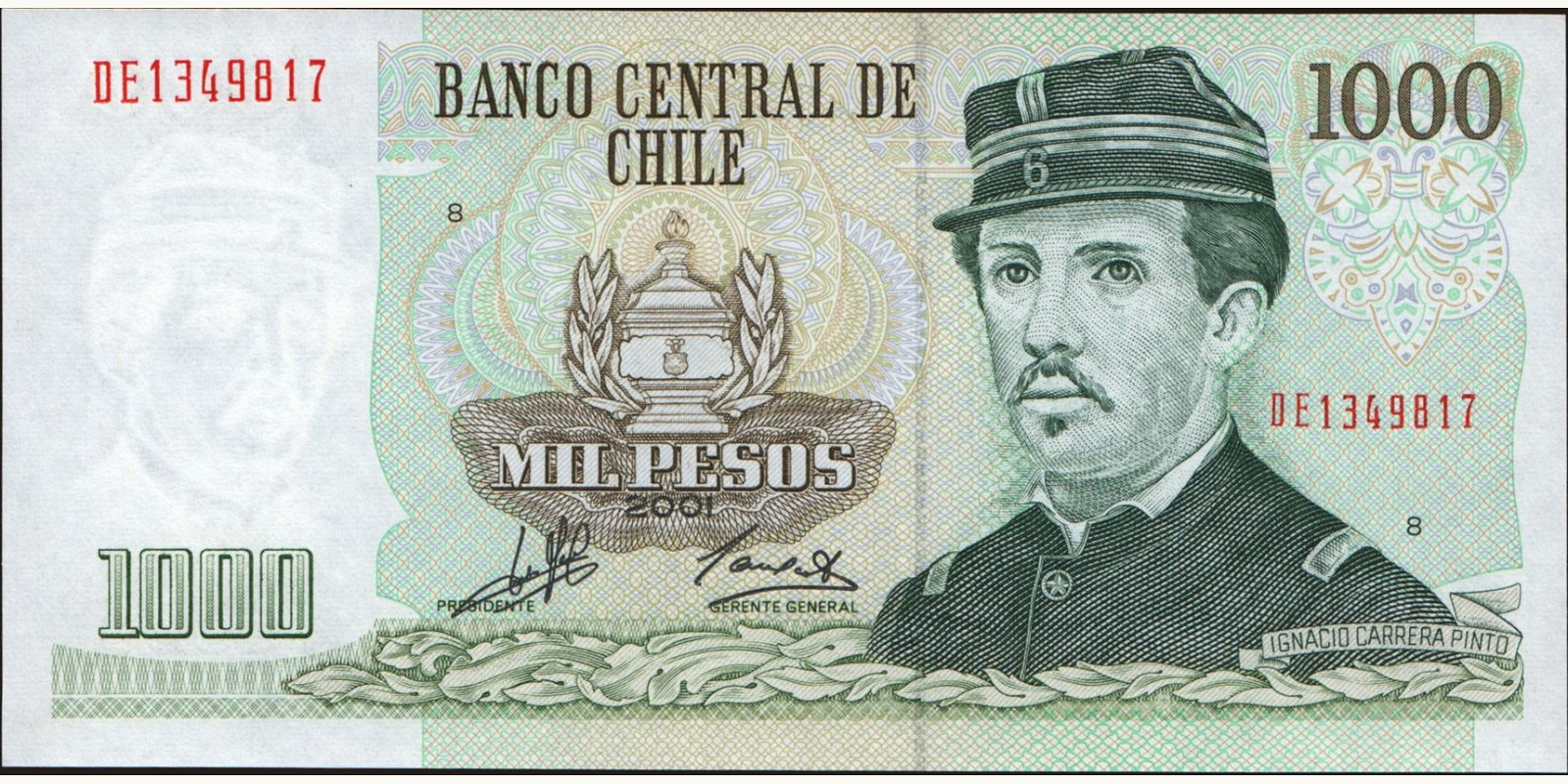 1000 pesos Chile 2001 — Front side
