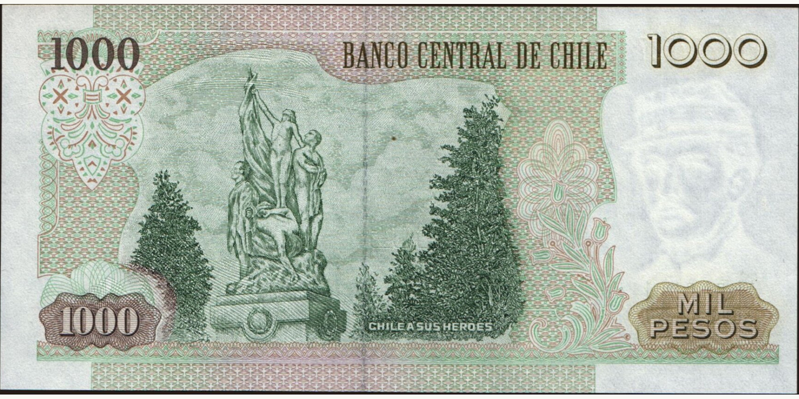 1000 pesos Chile 2002 — Back side