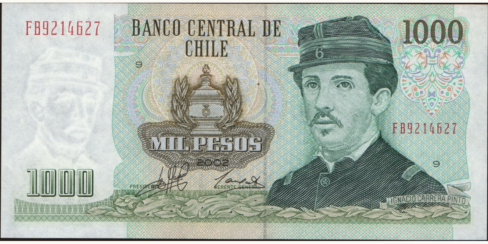 1000 pesos Chile 2002 — Front side