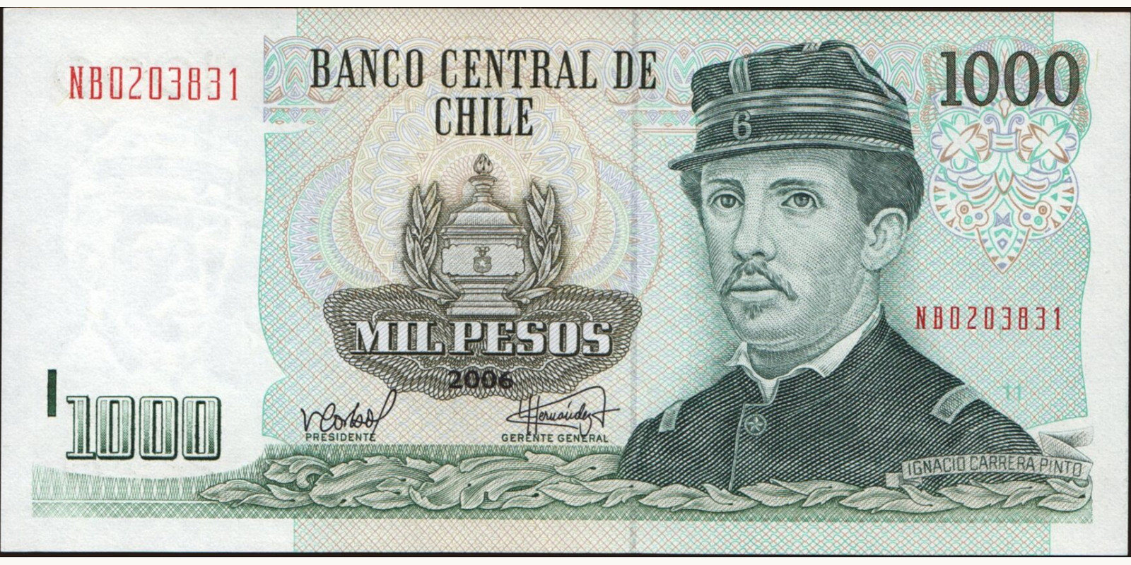 1000 pesos Чили 2006 — Лицевая сторона