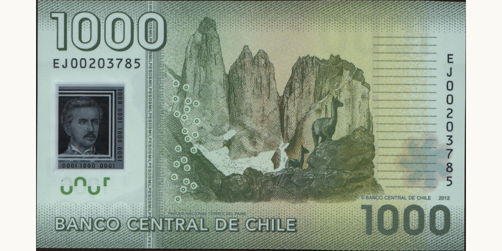 1000 pesos Chile 2012 — Back side