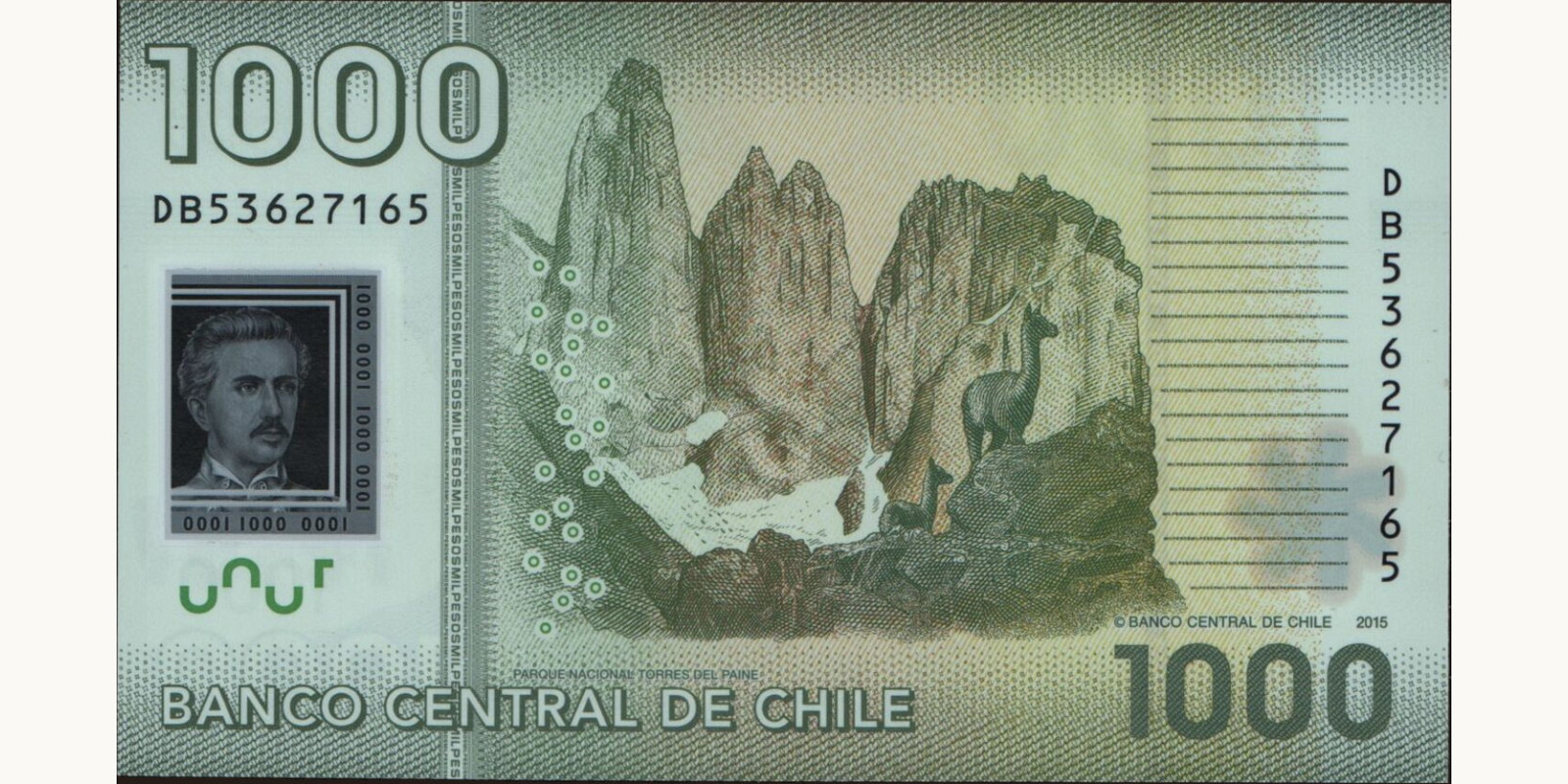 1000 pesos Chile 2015 — Back side