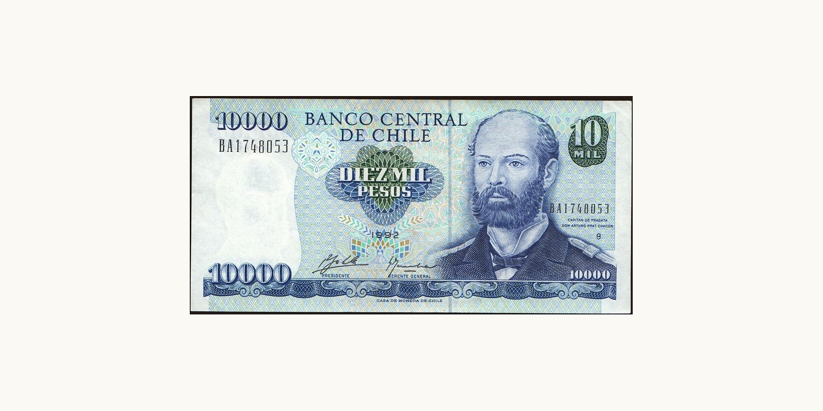 10000 pesos Чили 1992 — Лицевая сторона