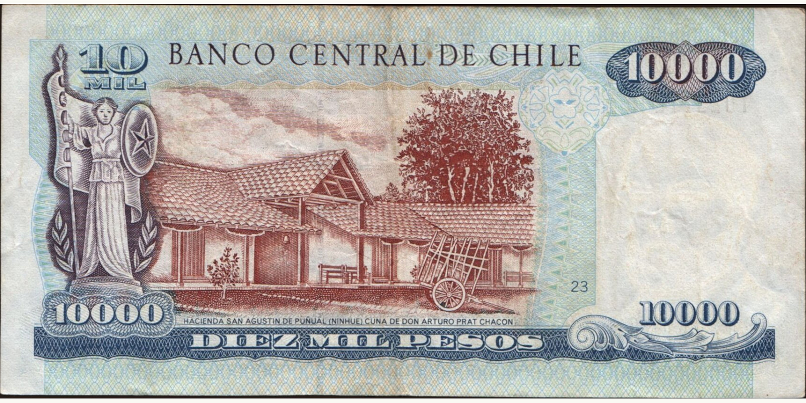 10000 pesos Chile 1997 — Back side