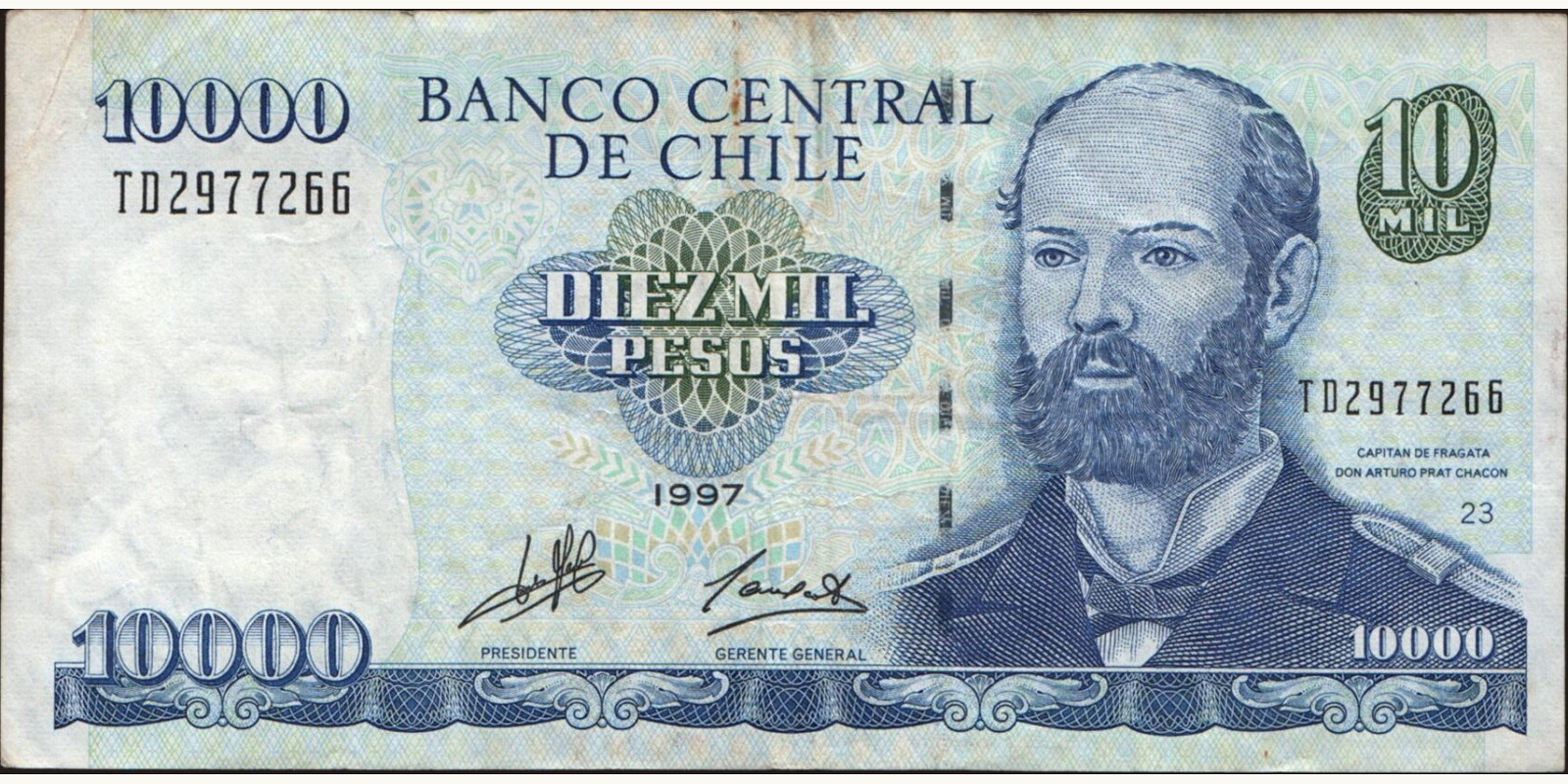10000 pesos Chile 1997 — Front side