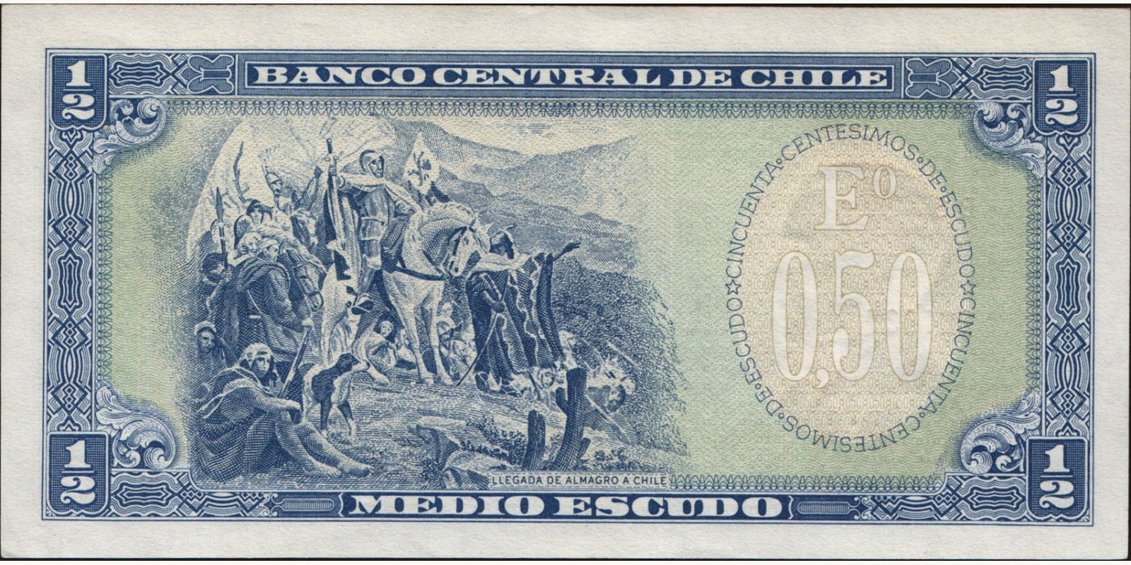 2 escudos Chile 1962 — Back side