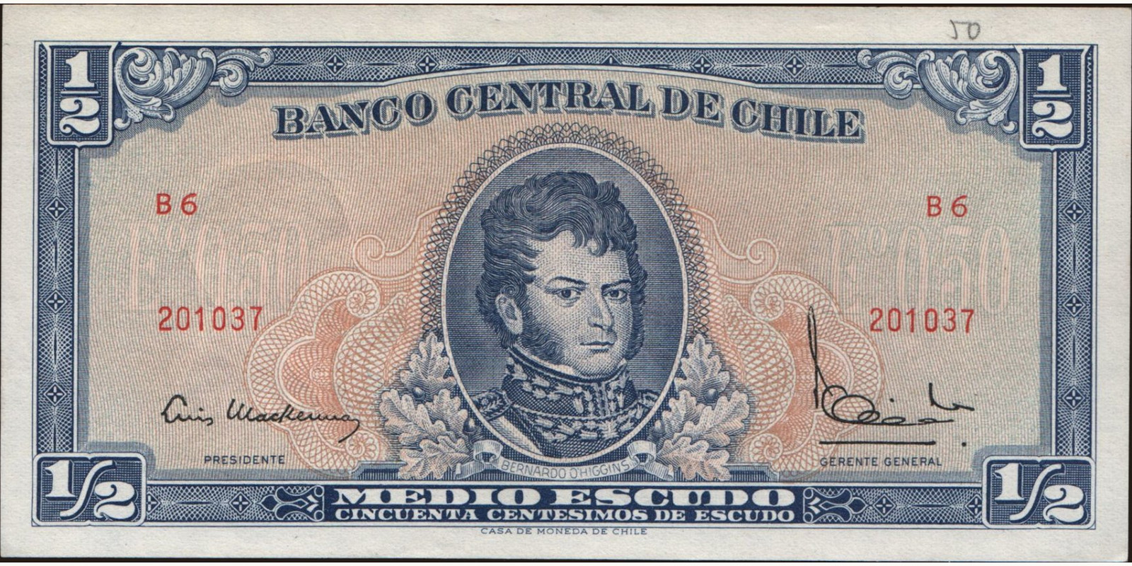2 escudos Chile 1962 — Front side