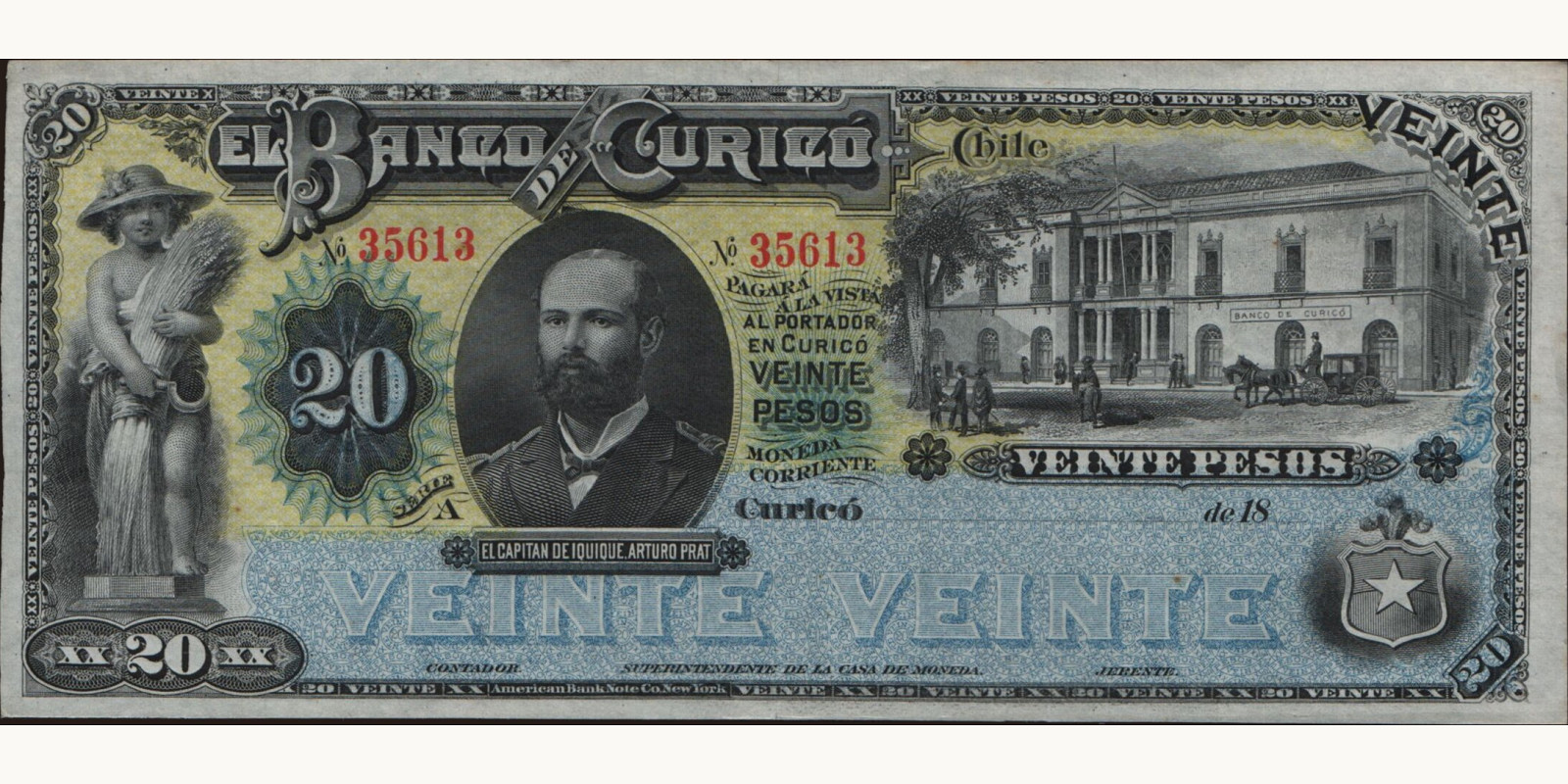 20 pesos Chile 1882 — Front side