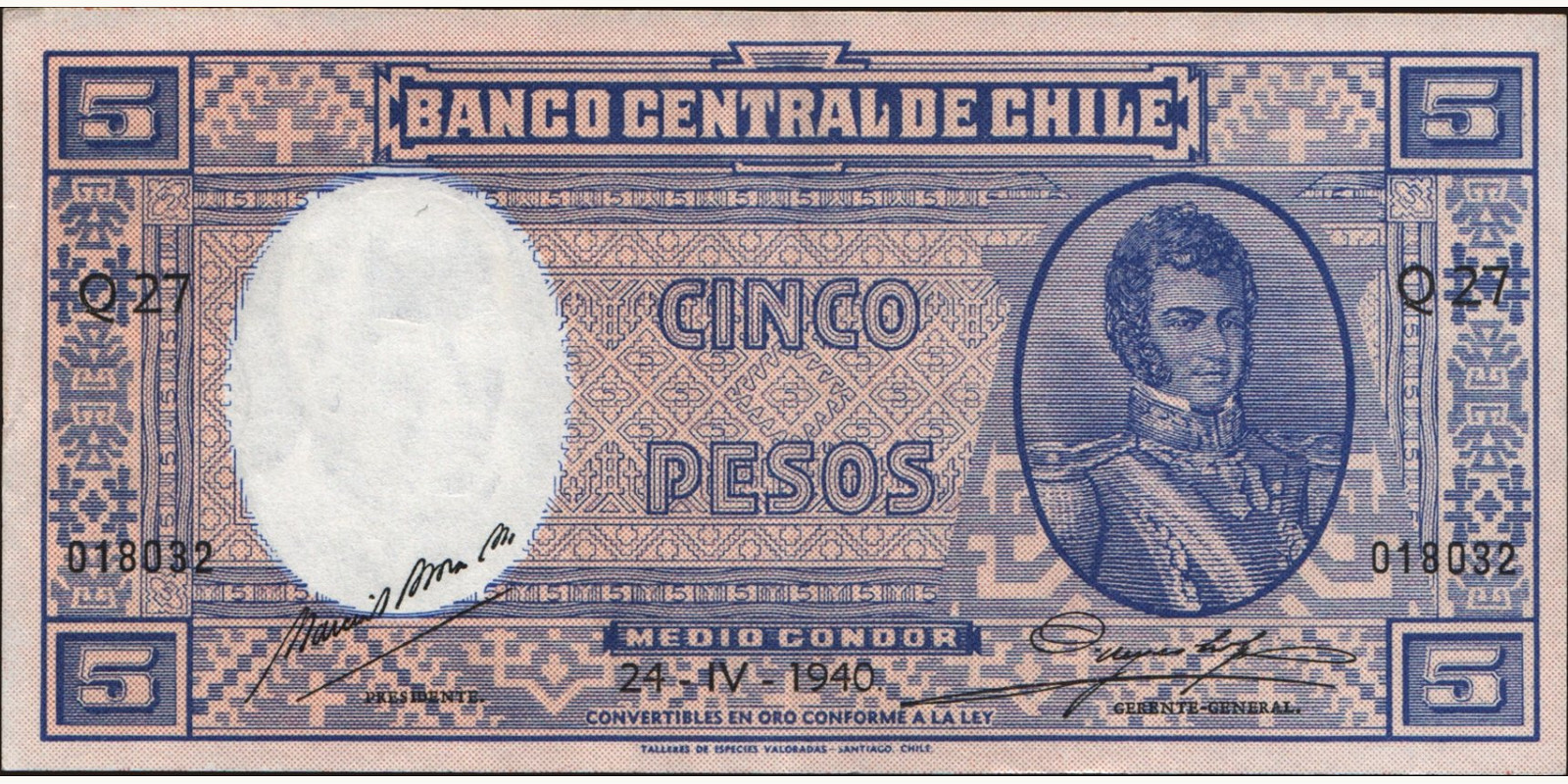 5 pesos 1940