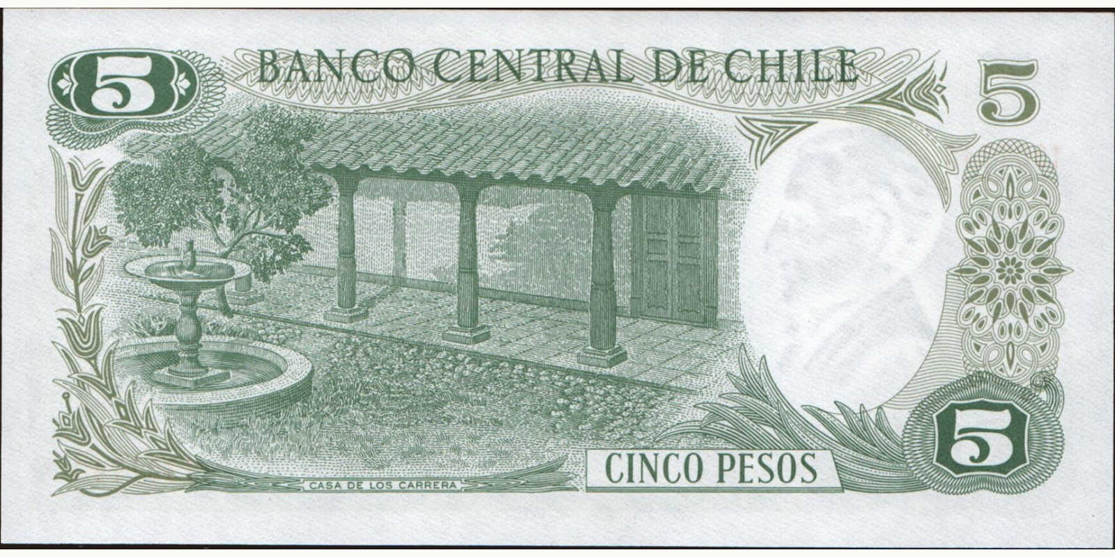 5 pesos Чили 1975 — Оборотная сторона