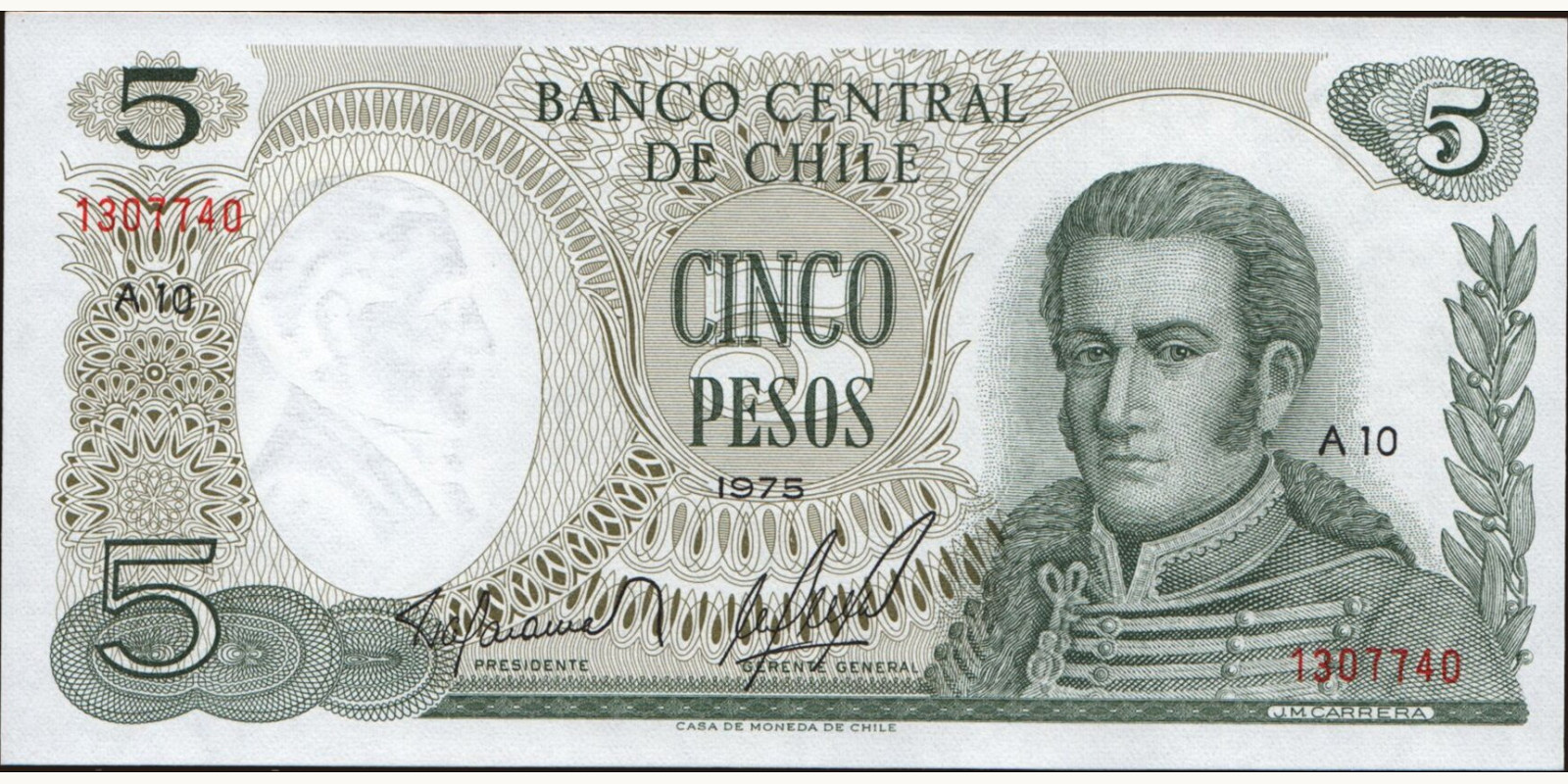 5 pesos Чили 1975 — Лицевая сторона