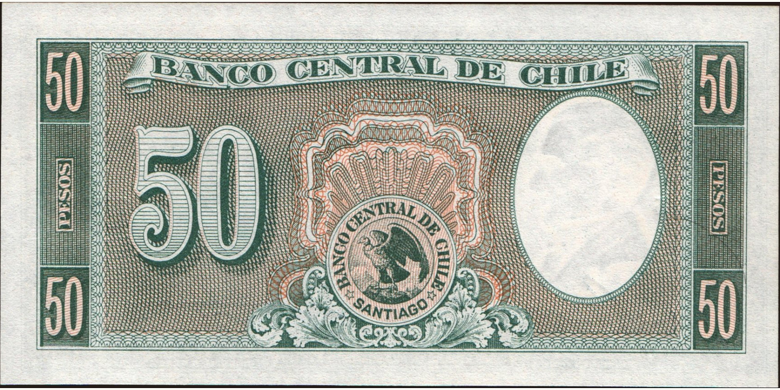 50 pesos Chile 1958 — Back side