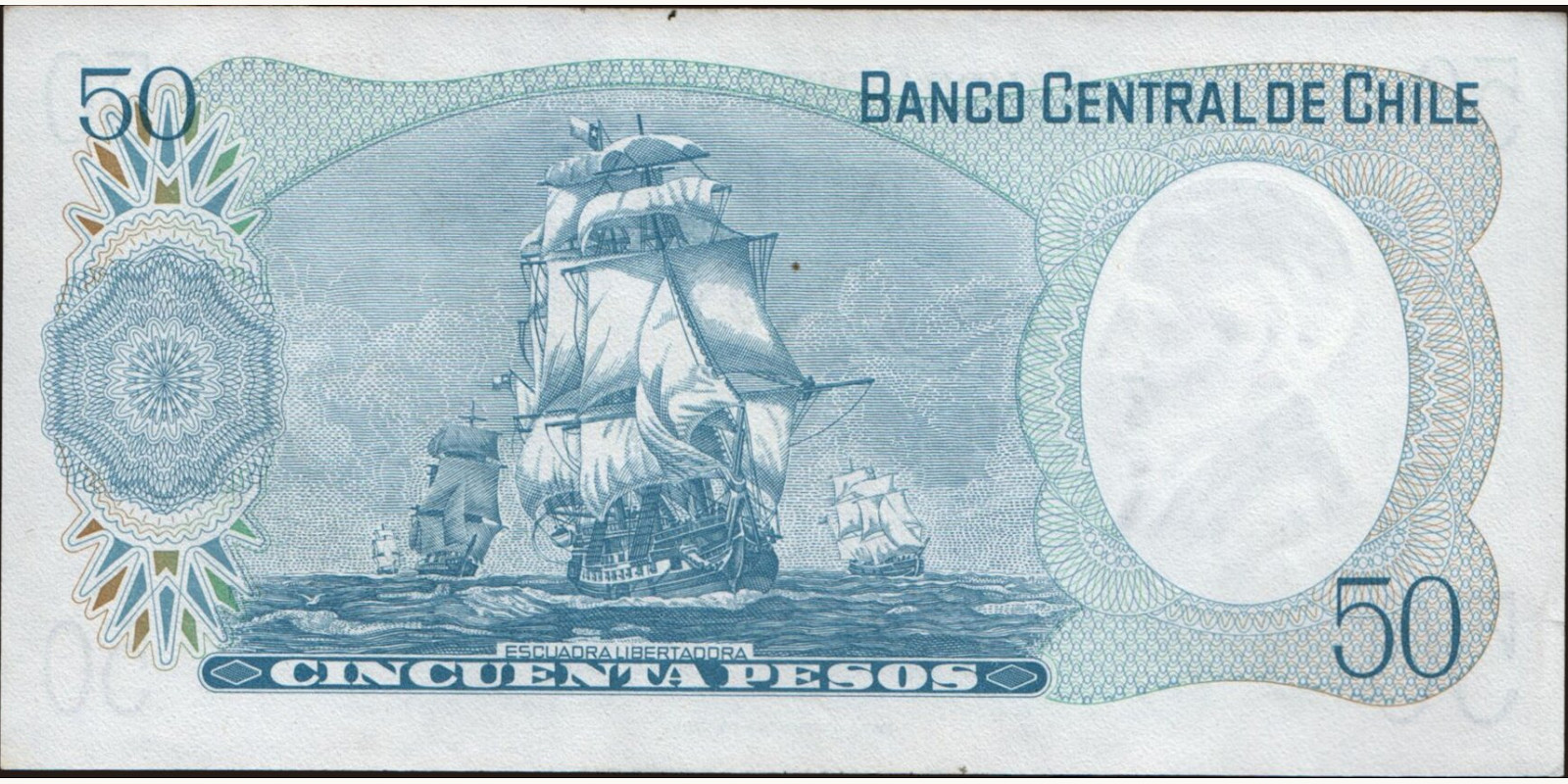 50 pesos Чили 1976 — Оборотная сторона