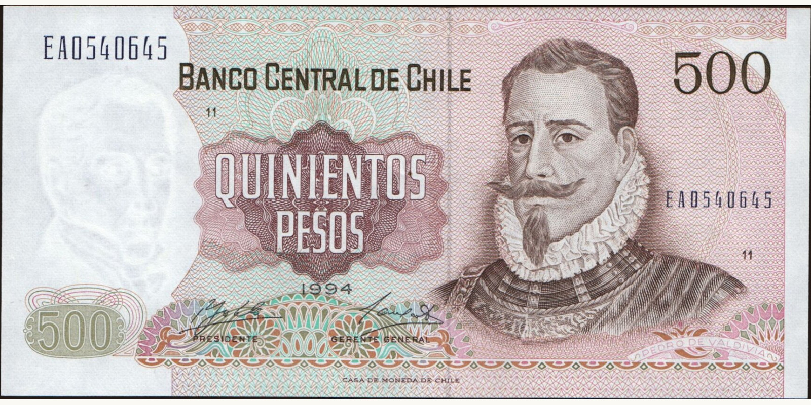 500 pesos Chile 1994 — Front side