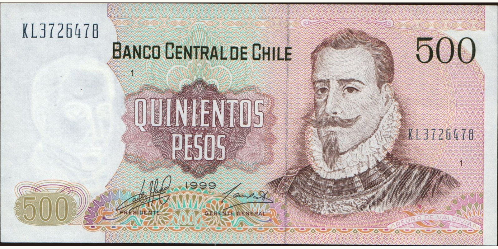 500 pesos Chile 1999 — Front side