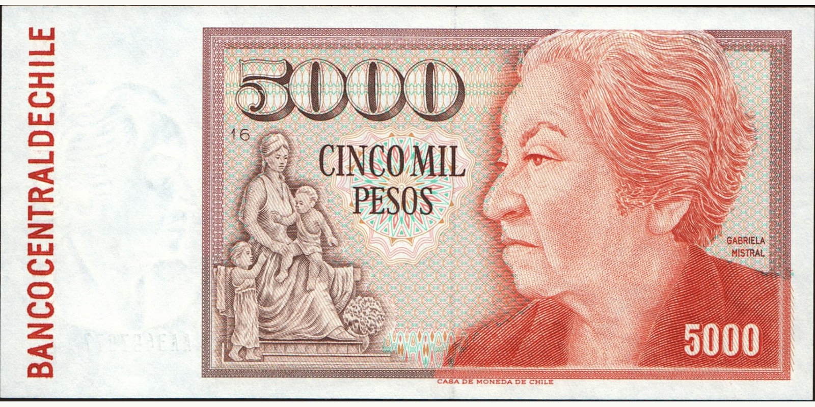 5000 pesos Chile 1991 — Front side