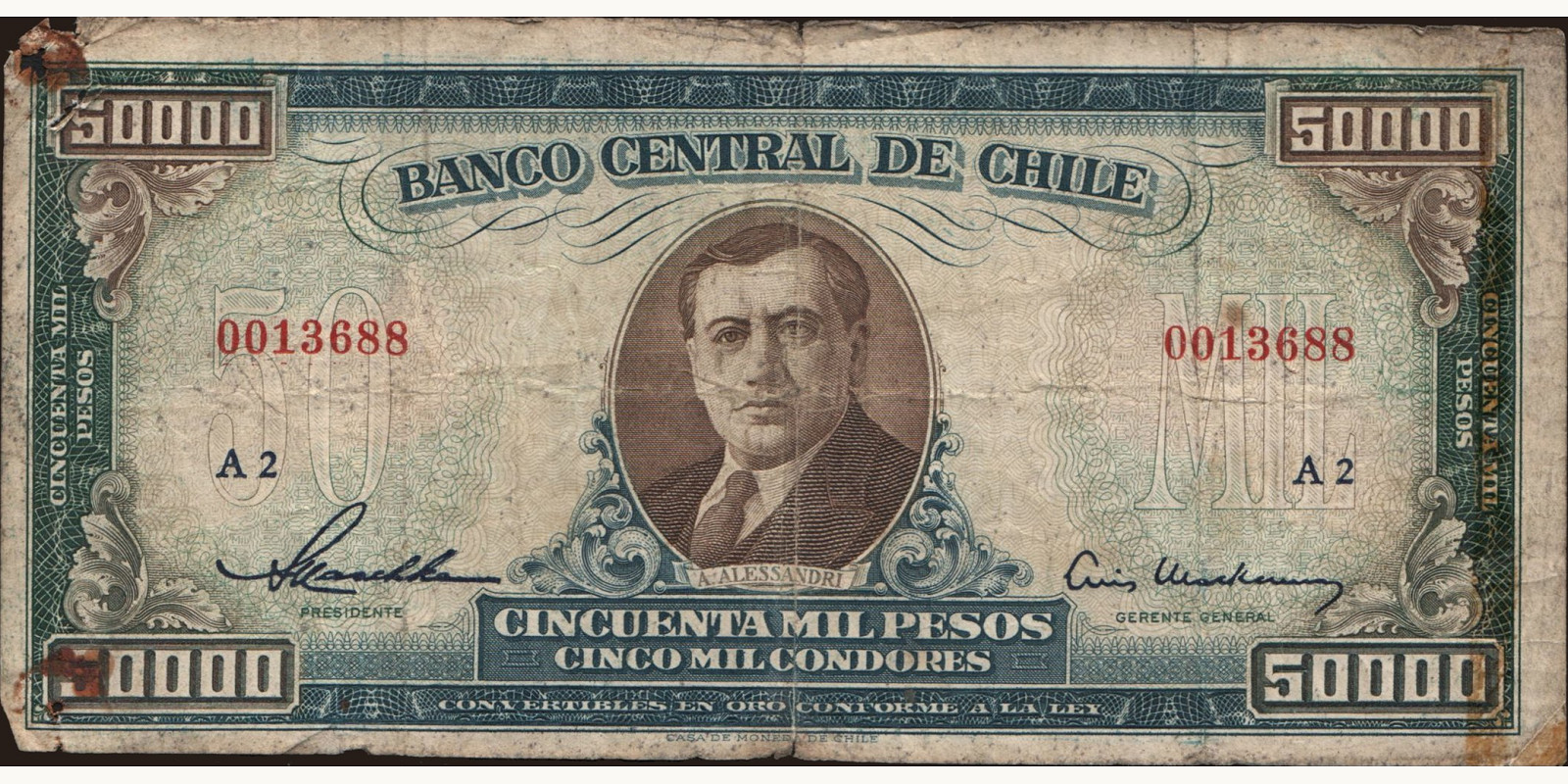 50000 pesos 1958