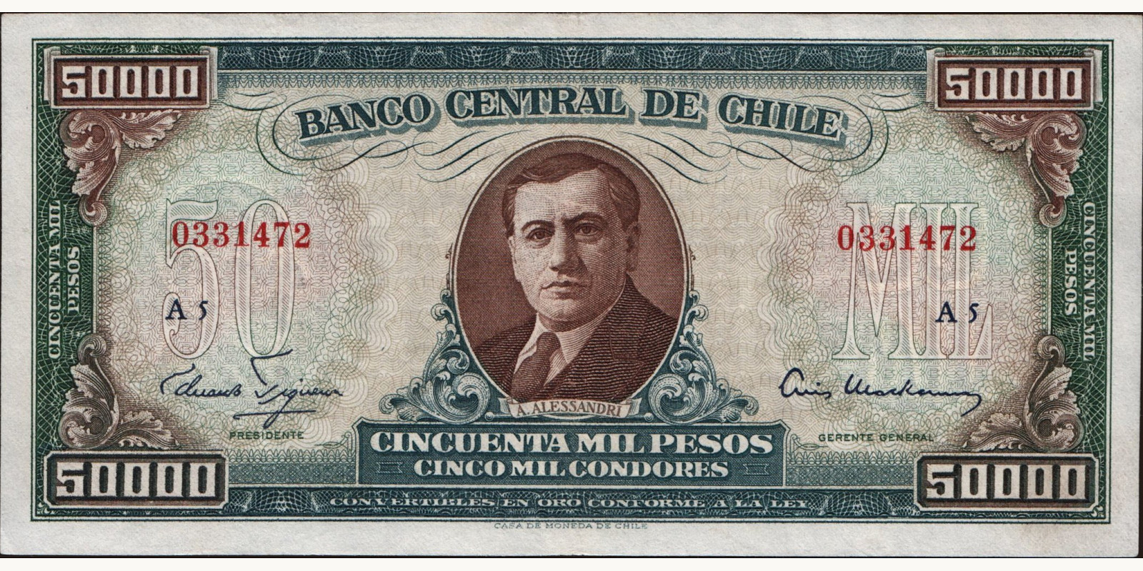 50000 pesos Чили 1960 — Лицевая сторона