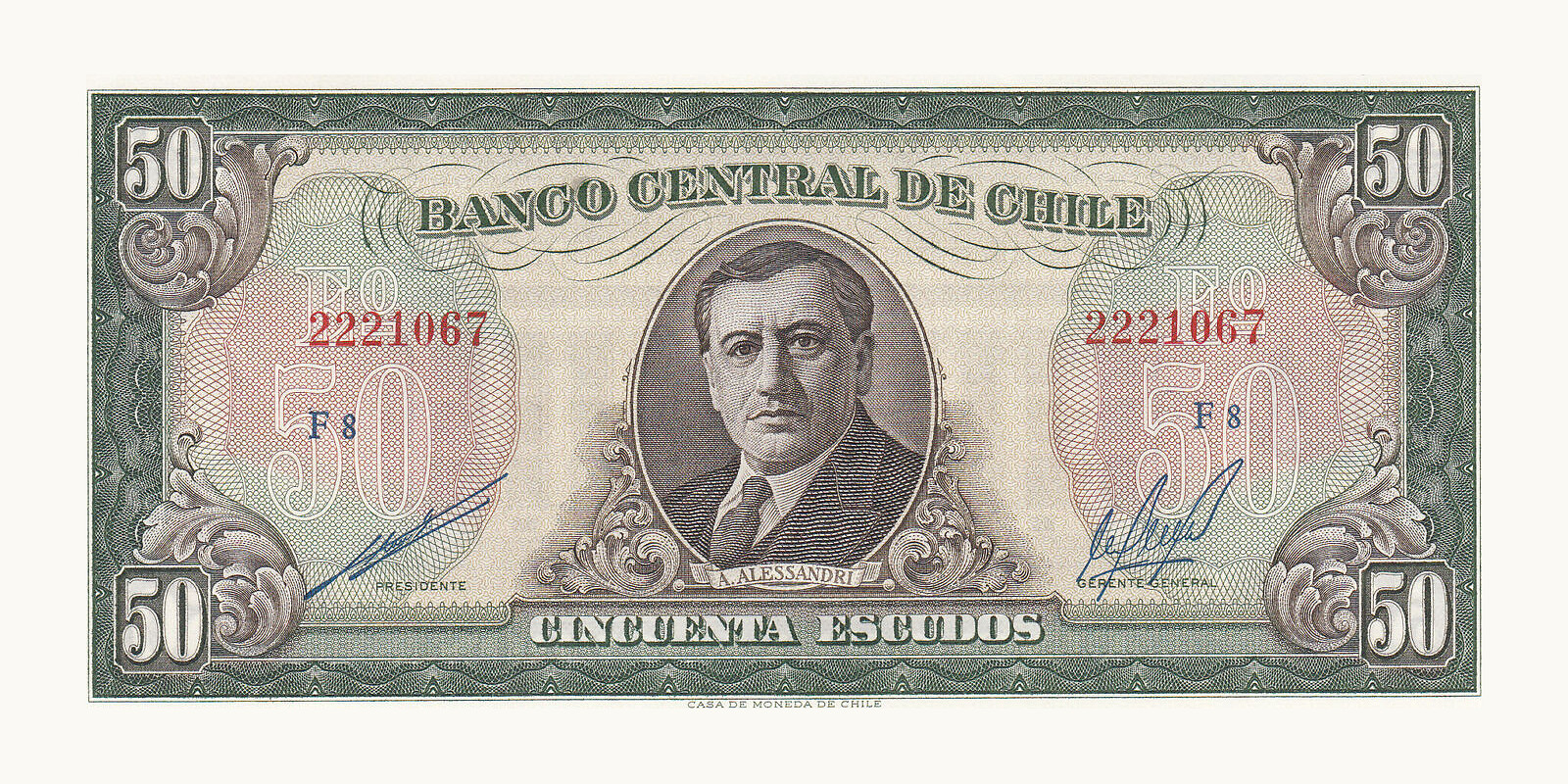 50 escudos Chile 1962 — Front side