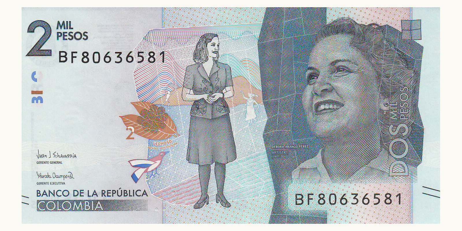 2000 pesos Colombia 2019 — Front side