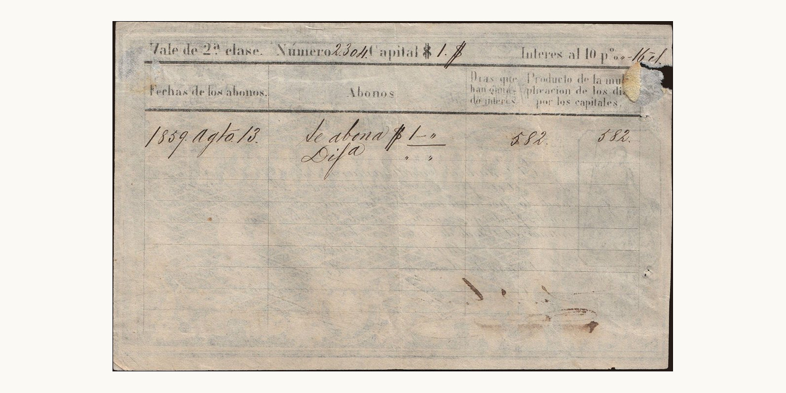 1 pesos Colombia 1857 — Back side