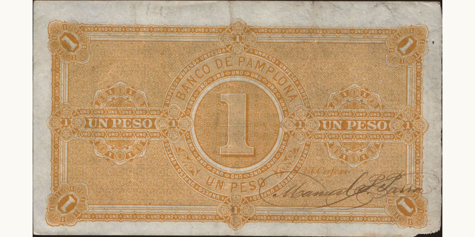 1 pesos Colombia 1883 — Back side