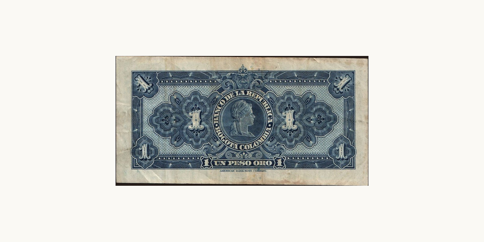 1 pesos Colombia 1944 — Back side