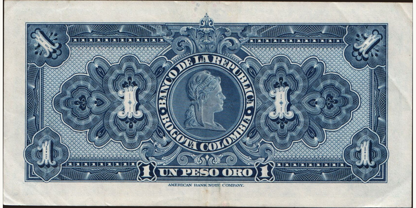 1 pesos Колумбия 1946 — Оборотная сторона