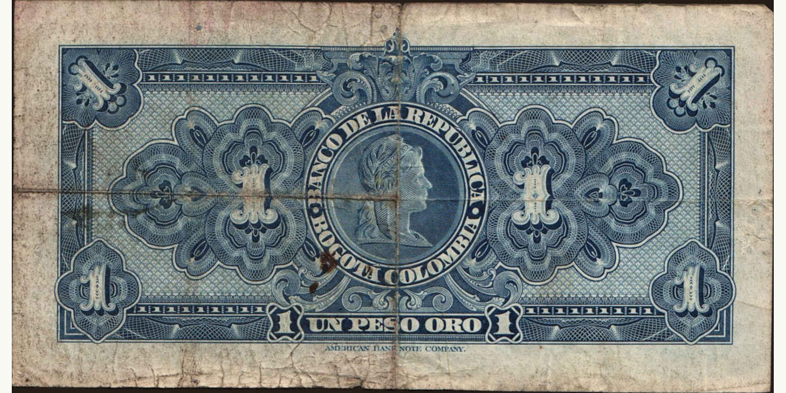 1 pesos Colombia 1950 — Back side