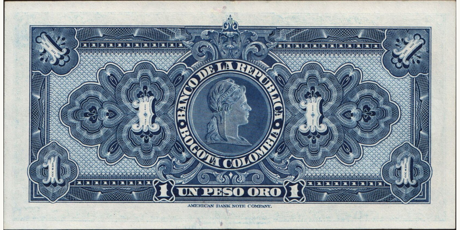 1 pesos Колумбия 1954 — Оборотная сторона