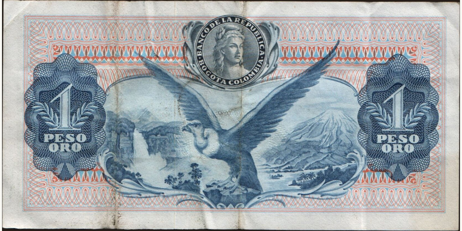 1 pesos Colombia 1959 — Back side