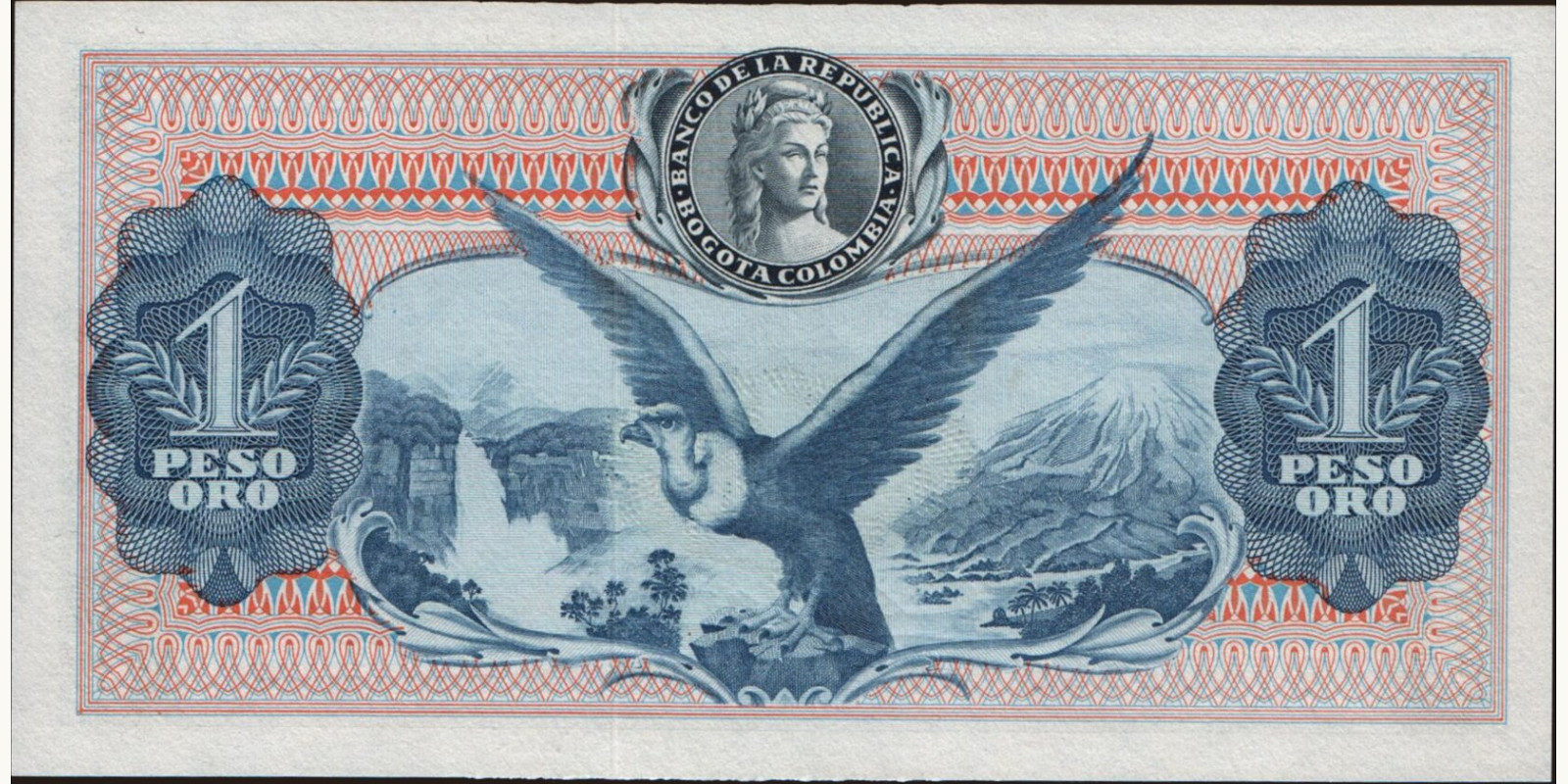 1 pesos Колумбия 1961 — Оборотная сторона