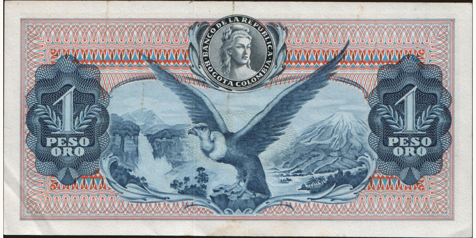 1 pesos Колумбия 1962 — Оборотная сторона