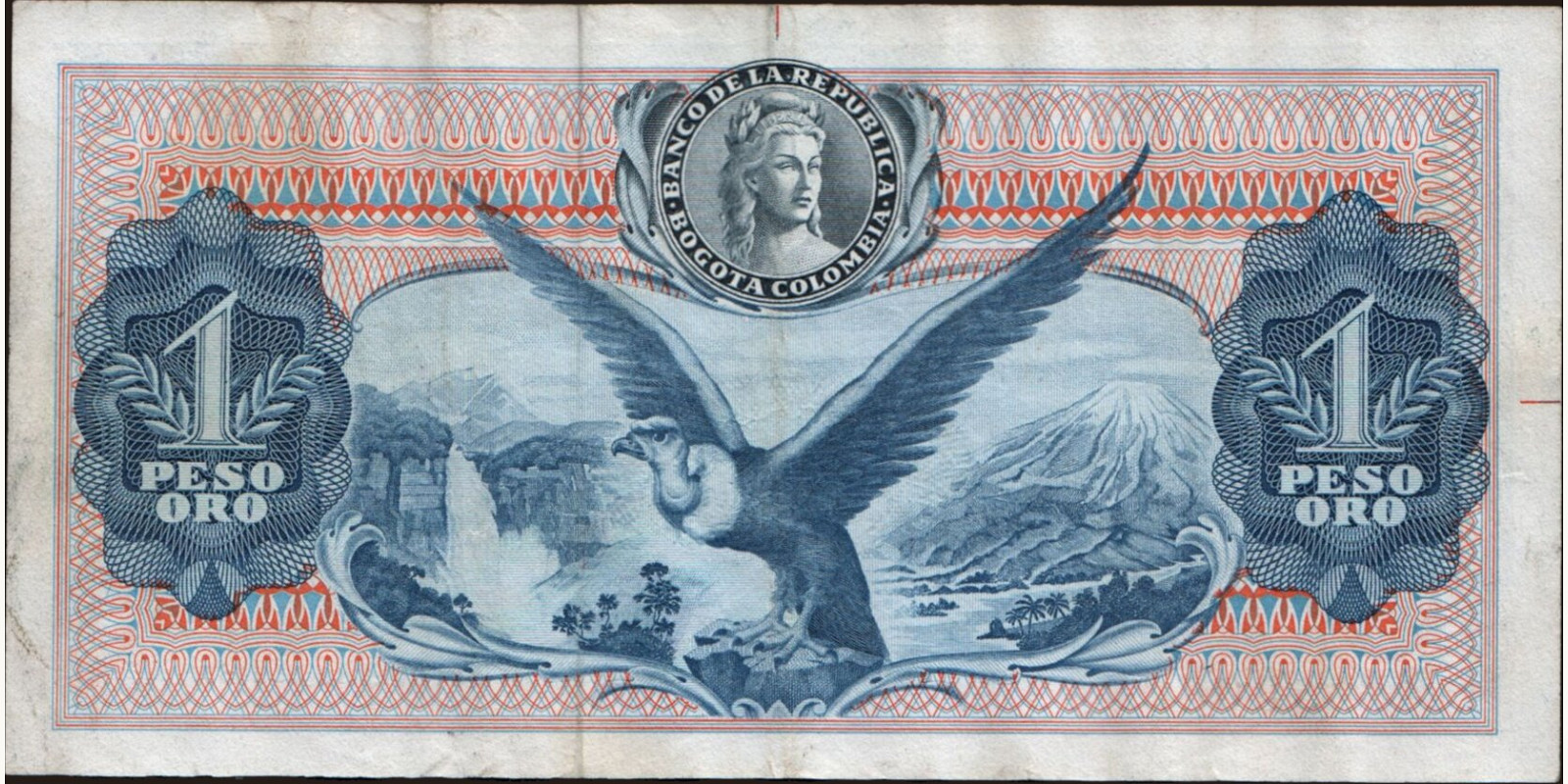 1 pesos Колумбия 1963 — Оборотная сторона