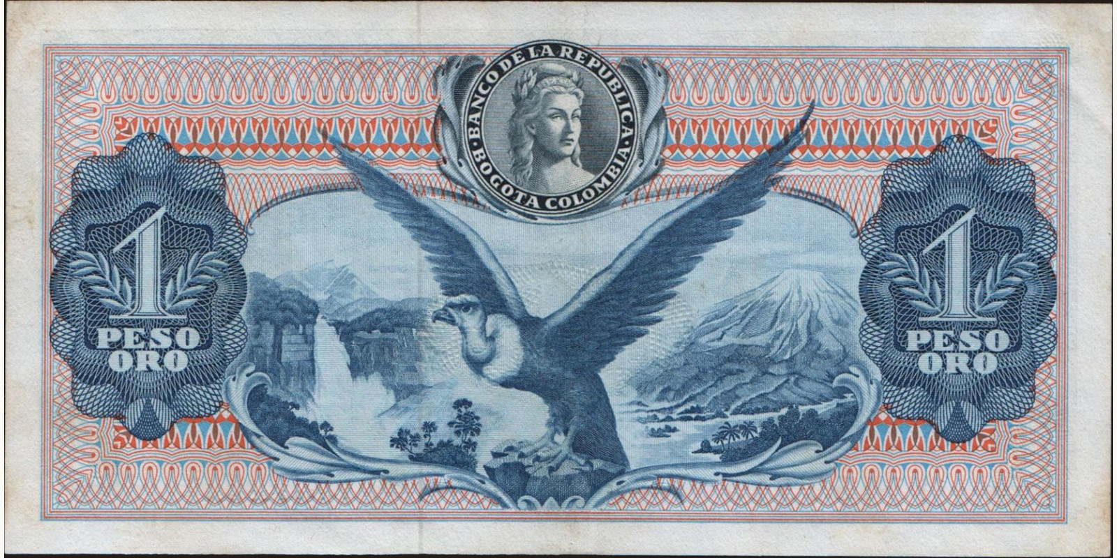 1 pesos Колумбия 1964 — Оборотная сторона
