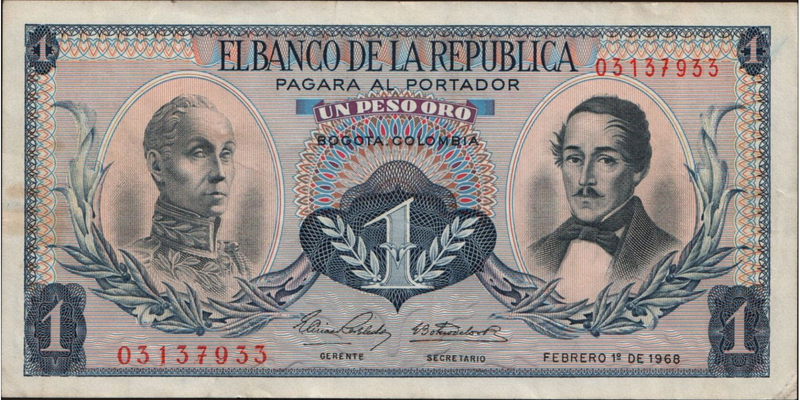 1 pesos 1968