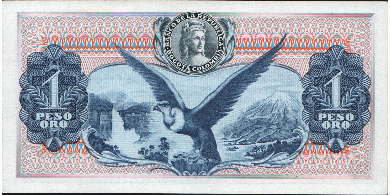 1 pesos Colombia 1970 — Back side