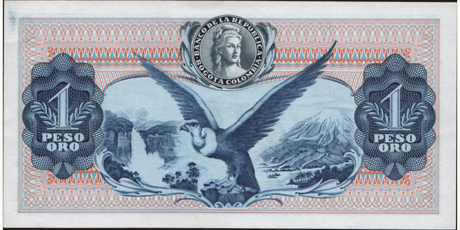 1 pesos Колумбия 1971 — Оборотная сторона