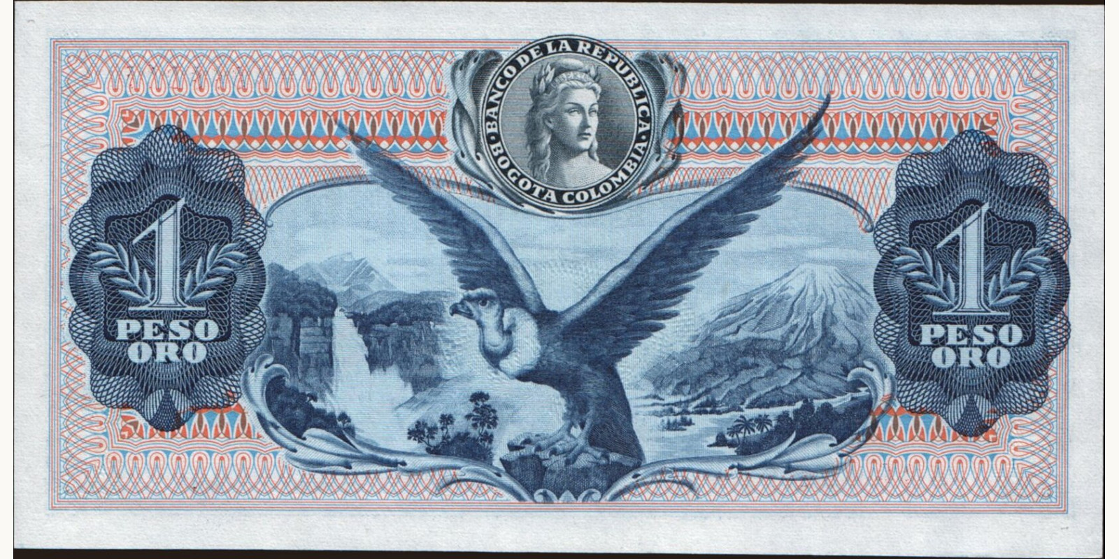 1 pesos Colombia 1972 — Back side
