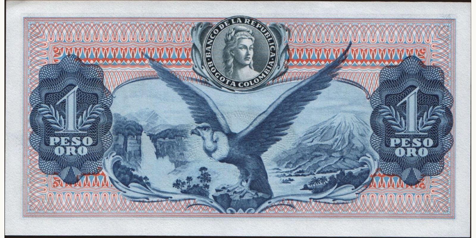 1 pesos Colombia 1973 — Back side