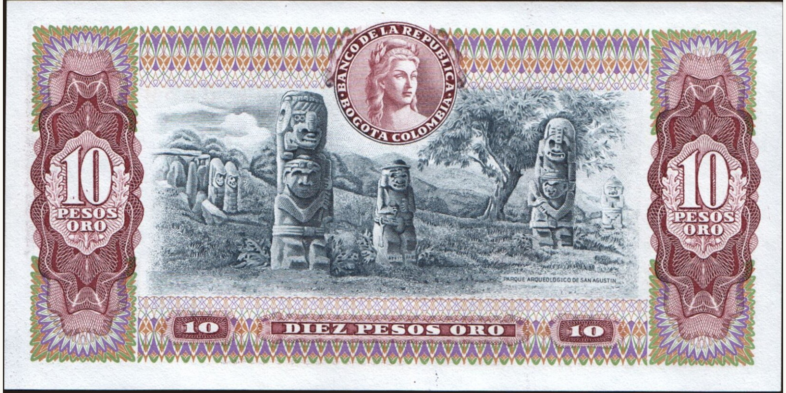 10 pesos Colombia 1978 — Back side