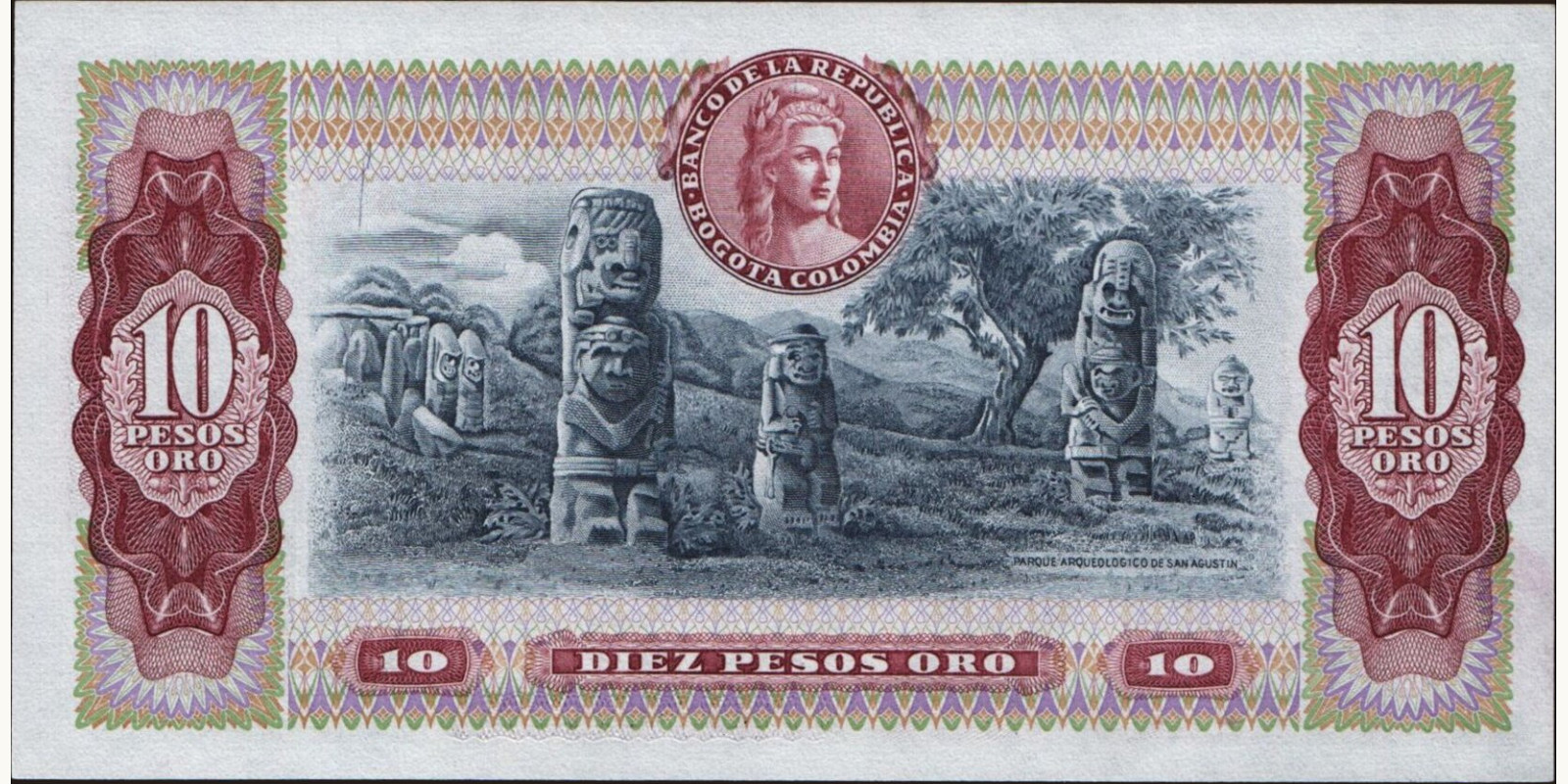 10 pesos Colombia 1979 — Back side