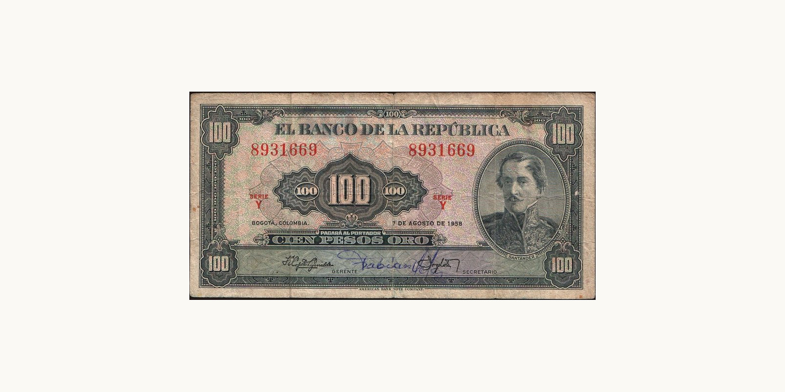 100 pesos 1958