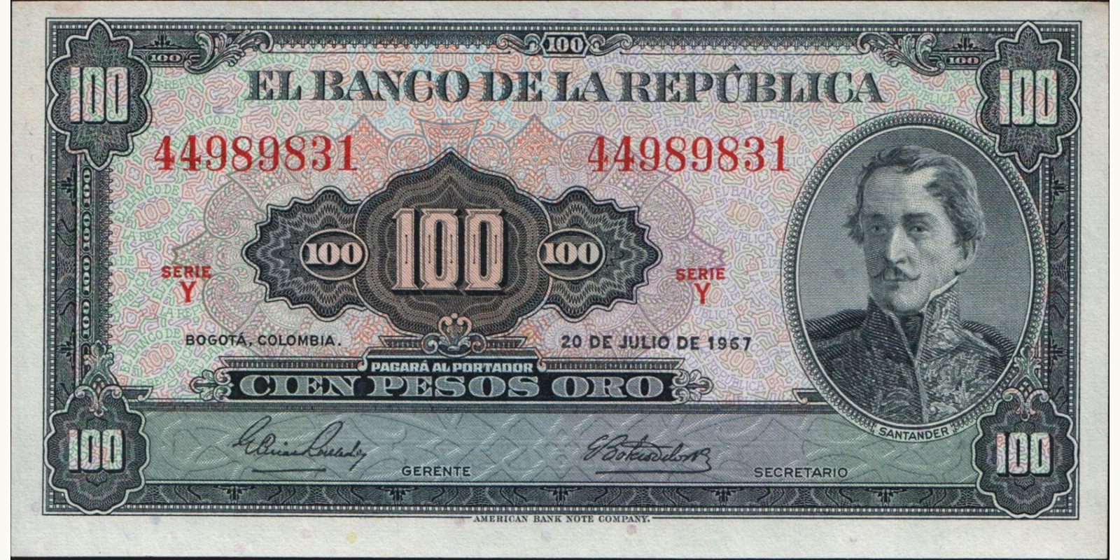 100 pesos 1967