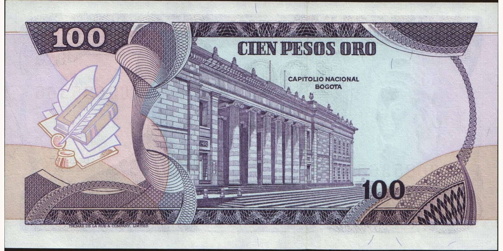 100 pesos Колумбия 1980 — Оборотная сторона