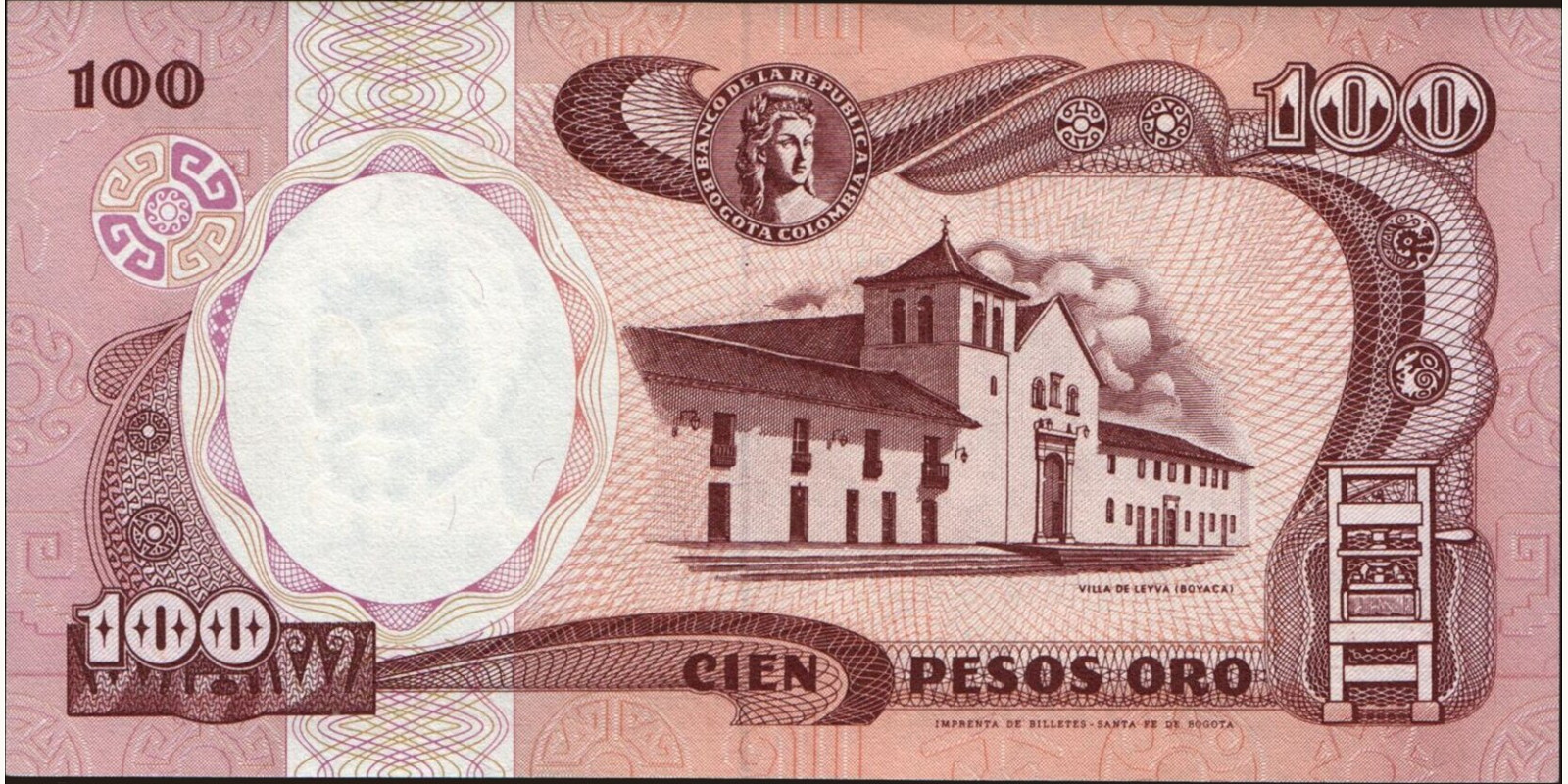 100 pesos Колумбия 1991 — Оборотная сторона